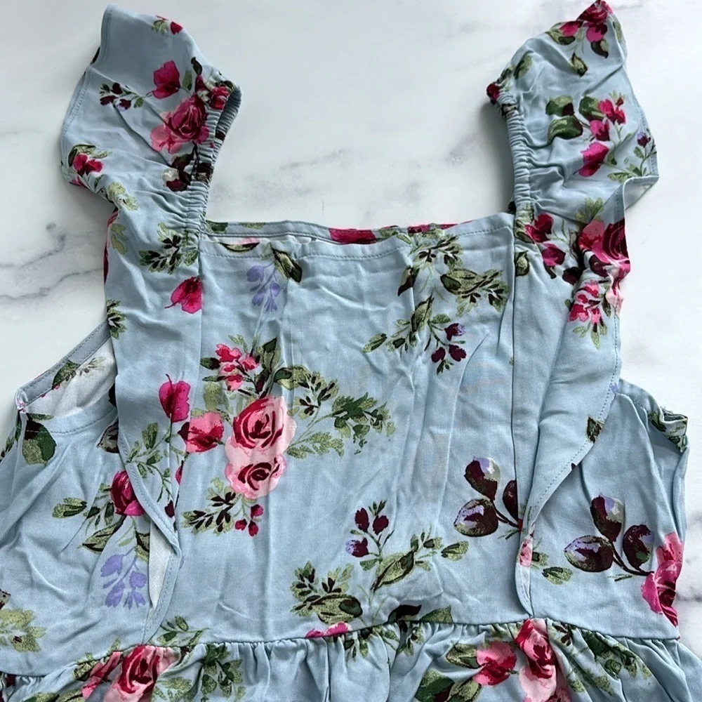 The Children's Place Girls Mommy And Me Floral Tiered Dress Blue Size 16 XXL NWT